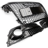 Audi A4 B8 RS4 Style Honeycomb Front Grille & Fog Light Covers Kit