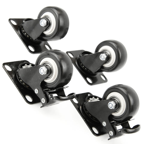 Heavy Duty 50mm 2" Castors Wheels Black Swivel Brake Trolley Truck Tool Box
