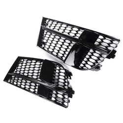 Audi A3 8v Facelift 2016-19 S-Line Honeycomb Front Lower Side Grilles Gloss Black