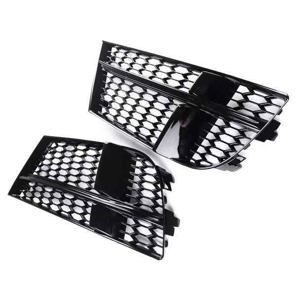 Audi A3 8v Facelift 2016-19 S-Line Honeycomb Front Lower Side Grilles Gloss Black