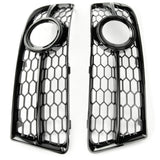 Honeycomb Fog Light Grilles Covers Pair Gloss Black Audi A4 B7 05-08 S-Line