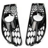 Honeycomb Fog Light Grilles Covers Pair Gloss Black Audi A4 B7 05-08 S-Line