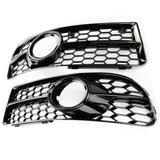 Honeycomb Fog Light Grilles Covers Pair Gloss Black Audi A4 B7 05-08 S-Line