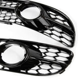 Honeycomb Fog Light Grilles Covers Pair Gloss Black Audi A4 B7 05-08 S-Line