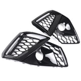 Audi A4 B9.5 Facelift 19-24 S Line S4 Gloss Black Honeycomb Fog Light Grilles