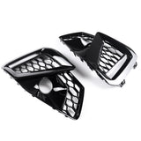 Audi A4 B9.5 Facelift 19-24 S Line S4 Gloss Black Honeycomb Fog Light Grilles