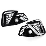 Audi A4 B9.5 Facelift 19-24 S Line S4 Gloss Black Honeycomb Fog Light Grilles
