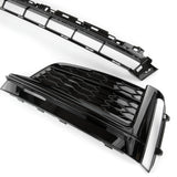 Audi A5 S-Line S5 B9 2016-2020 RS Style Honeycomb Front Bumper Grille & Fog Light Covers Kit