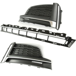 Audi A5 S-Line S5 B9 2016-2020 Front Bumper Lower Centre & Side Grilles Silver Trim