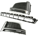 Audi A5 S-Line S5 B9 2016-2020 Front Bumper Lower Centre & Side Grilles Silver Trim