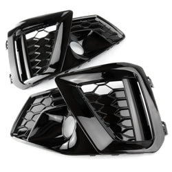 Audi A4 B9 Facelift 2019-2024 S Line S4 All Gloss Black Fog Light Grilles Surrounds Pair