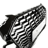 Audi A4 B9 Facelift RS4 Style All Gloss Black Honeycomb Front Bumper Grille and Fog Light Covers Kit