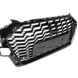 Audi A4 B9 Facelift 2019-2024 RS4 Style All Gloss Black Honeycomb Front Bumper Grille