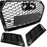 Audi A4 B9 2015-2019 RS4 Style Honeycomb Black Front Grilles Kit