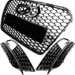 Audi A5 2012-2016 RS5 Style Honeycomb Black Front Grilles and Fog Light Covers Kit