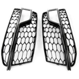 Honeycomb Gloss Black Front Fog Light Grilles Pair Left Right for Audi A5 S-Line S5 2012-2016