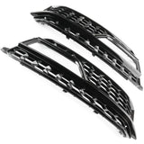 Honeycomb Gloss Black Front Fog Light Grilles Pair Left Right for Audi A5 S-Line S5 2012-2016