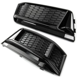 Audi S4 & A4 S-Line Black Front Bumper Lower Side Grilles Left Right Pair 2015-2019