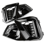 Audi A4 B9 Facelift RS4 Style All Gloss Black Honeycomb Front Bumper Grille and Fog Light Covers Kit
