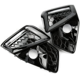 Audi A4 B9 Facelift RS4 Style All Gloss Black Honeycomb Front Bumper Grille and Fog Light Covers Kit