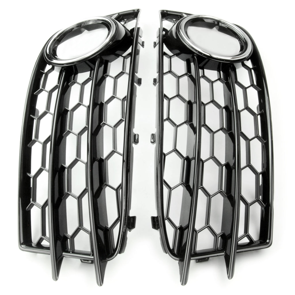 RS-Style Honeycomb Front Grille For Audi A3/S3 8P (2009-2013) - Gloss Black, Badgeless