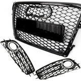 Audi A4 B8 S Line RS4 Style Honeycomb Front Grille & Fog Light Covers