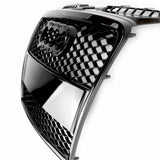 RS3 Style Honeycomb Black Front Grille with Gloss Black Fog Light Covers to fit Audi A3 2005 - 2008 8p