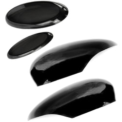 Smoked Badge Covers and Gloss Black Wing Mirror Covers Caps for Ford Fiesta mk7