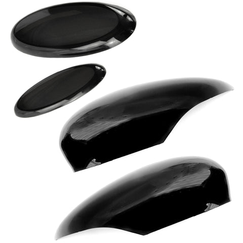 Smoked Badge Covers and Gloss Black Wing Mirror Covers Caps for Ford Fiesta mk7