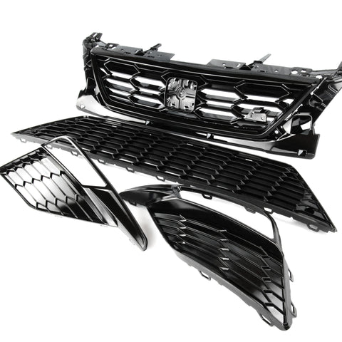 Custom All Gloss Black FR Style Grilles Kit for SEAT Leon mk3 2013 - 2016