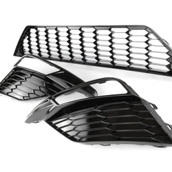 Gloss Black Front Lower Centre and Fog Light Grilles Kit for Seat Leon FR 2017 - 2020