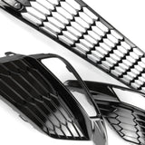 Gloss Black Front Lower Centre and Fog Light Grilles Kit for Seat Leon FR 2017 - 2020