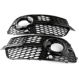 Audi Q5 S-Line RS Style Gloss Black Honeycomb Front Fog Light Grilles Pair Left Right