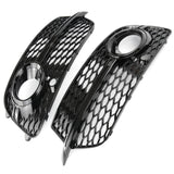 Audi Q5 S-Line RS Style Gloss Black Honeycomb Front Fog Light Grilles Pair Left Right