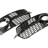 Audi Q5 S-Line RS Style Gloss Black Honeycomb Front Fog Light Grilles Pair Left Right
