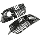 Audi Q5 S-Line RS Style Gloss Black Honeycomb Front Fog Light Grilles Pair Left Right