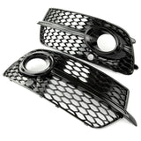 Audi Q5 S-Line RS Style Gloss Black Honeycomb Front Fog Light Grilles Pair Left Right