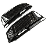 Audi S4 B9 2015-2019 All Gloss Black Front Bumper Grilles Left Right Pair Side A4