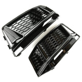Audi S4 B9 2015-2019 All Gloss Black Front Bumper Grilles Left Right Pair Side A4