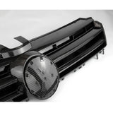 Carbon Fibre Effect Gloss Black Grey Front Bumper Grille for VW Golf mk7 2013 - 2017