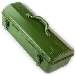 Vintage Army Green Metal Tool Box Carry Handle Steel Storage Tin Chest