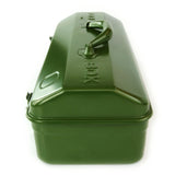 Vintage Army Green Metal Tool Box Carry Handle Steel Storage Tin Chest