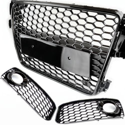 Aftermarket Honeycomb Front Grille & Fog Light Covers Kit to fit Audi A5 8T S Line