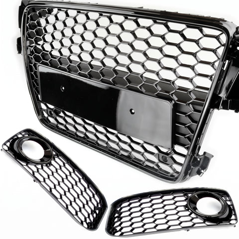 Aftermarket Honeycomb Front Grille & Fog Light Covers Kit to fit Audi A5 8T S Line