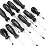 10 Piece Soft Grip Screwdrivers Set Philips & Slotted with Wall Mounted Rack