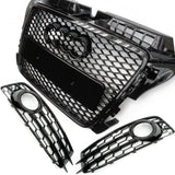 RS3 Style Honeycomb Front Grille & Fog Lights for Audi A3 8p S Line