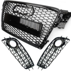 Audi A4 B8 S Line RS4 Style Honeycomb Front Grille & Fog Light Covers