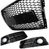 Audi A4 B8 RS4 Style Honeycomb Front Grille & Fog Light Covers Kit