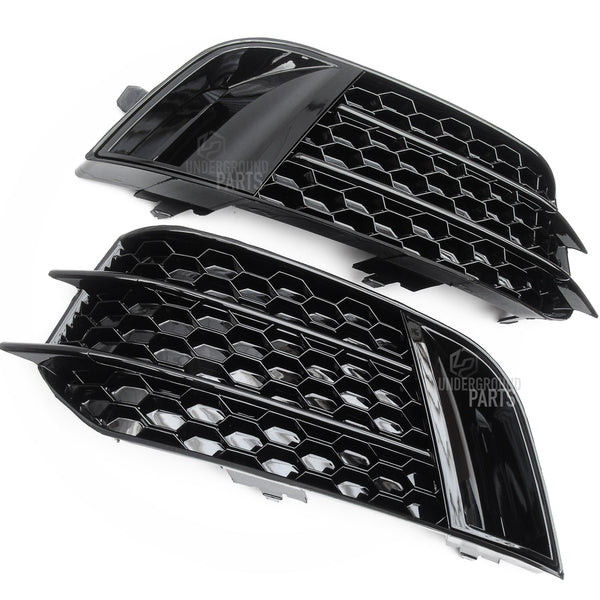 Front Bumper Grilles All Gloss Black Honeycomb for Audi A1