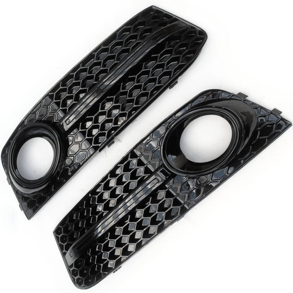 Audi A4 B8 RS4 Style All Black Honeycomb Fog Light Covers Grilles